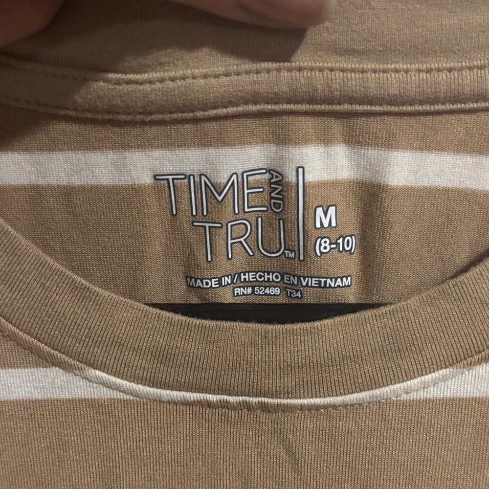 Time and Tru Tan and White Striped Sleeveless Midi Dress - Picture 2 of 4